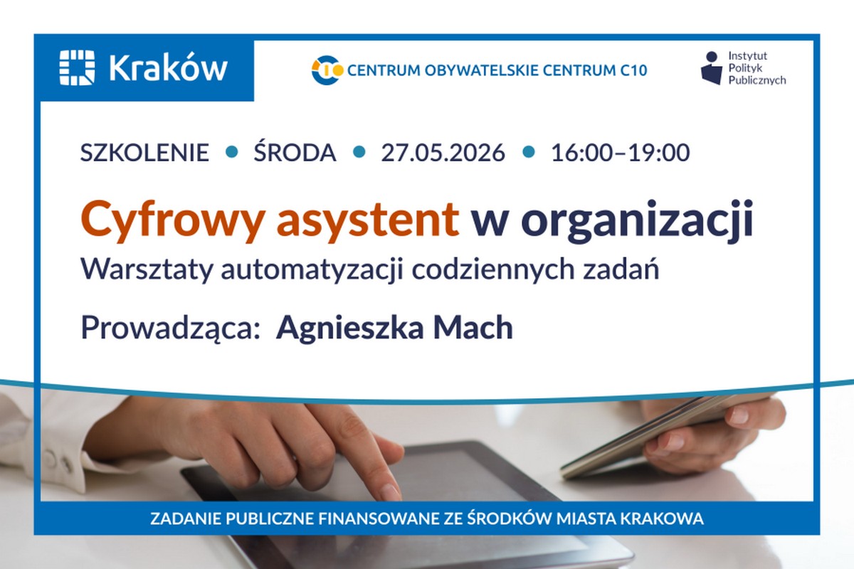 Baner: „Cyfrowy asystent w organizacji. Warsztaty automatyzacji codziennych zadań” – bezpłatne webinarium