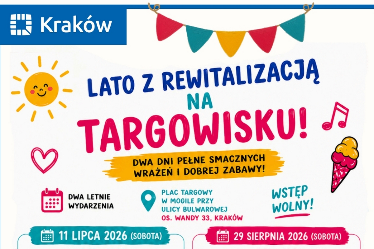 Wycinek plakatu: Lato z Rewitalizacją na targowisku