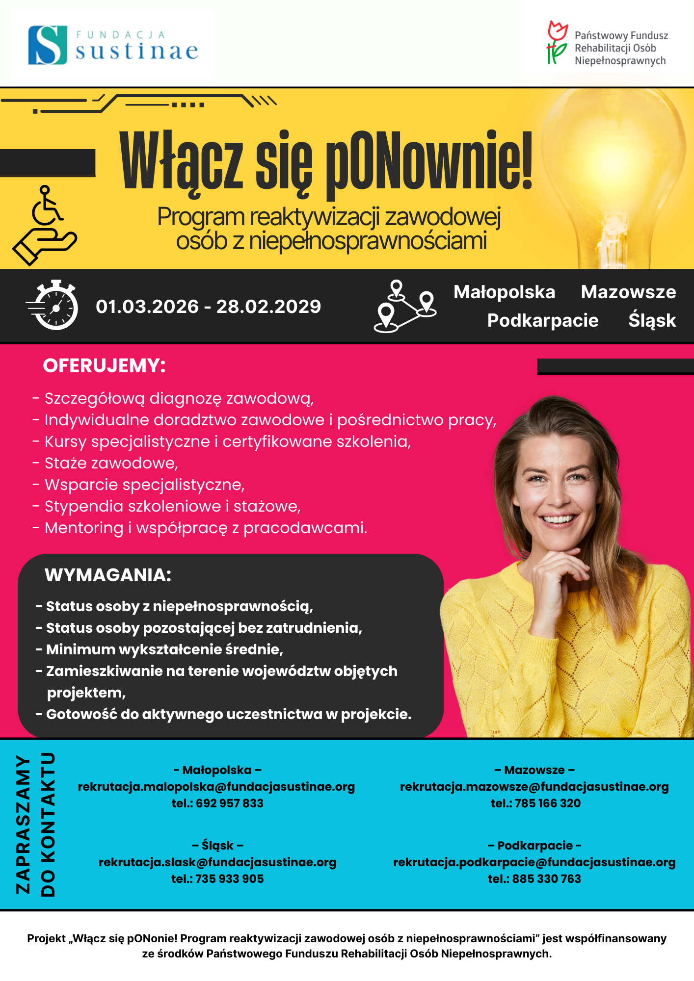 Plakat: Program reaktywizacji zawodowej osób z niepełnosprawnościami
