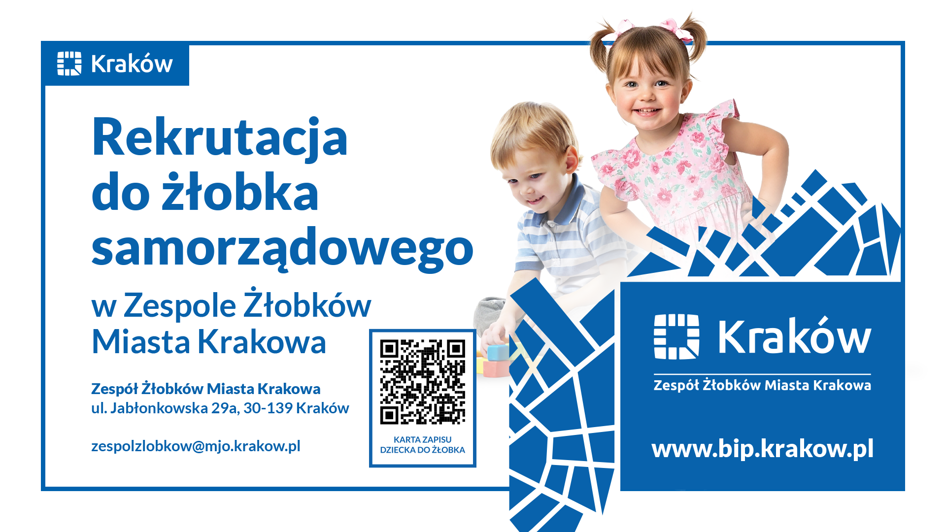 Baner: Rekrutacja do żłobków Zespołu Żłobków Miasta Krakowa