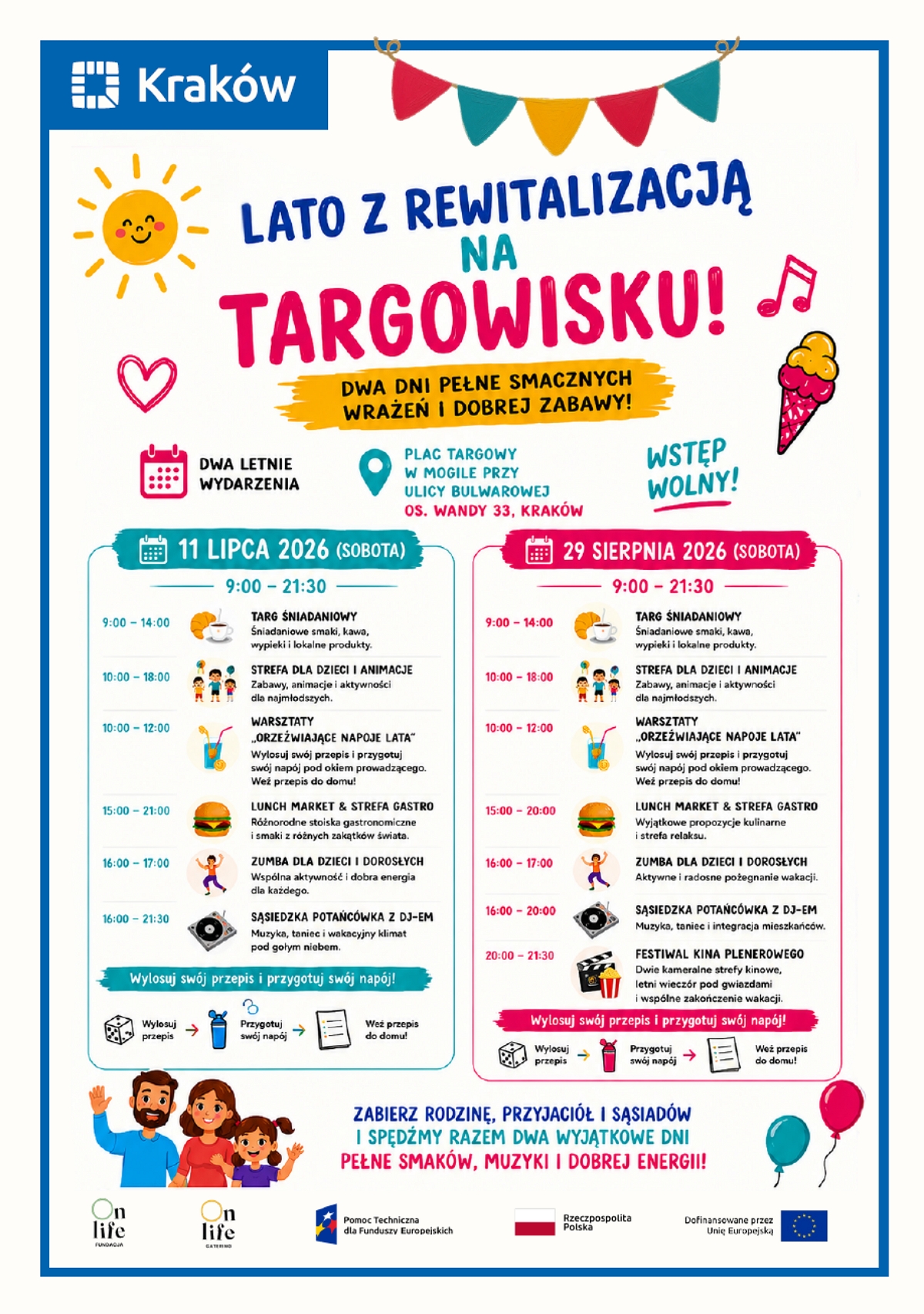 Plakat: Sąsiedzkie zakończenie wakacji w Nowej Hucie